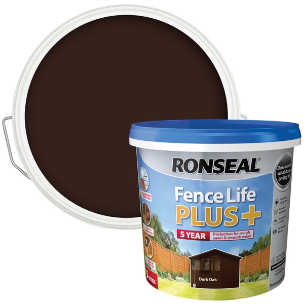 Ronseal Fence Life Plus 5ltr - Dark Oak Colour