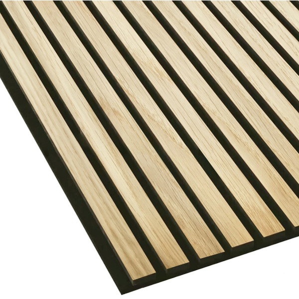 Acoustic Slatted Wood Wall Panel 2400 x 600 x 21mm - Natural Oak