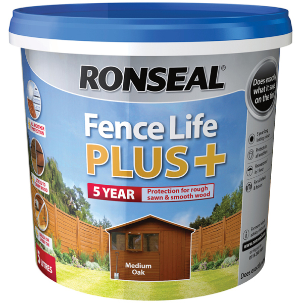 Ronseal Fence Life Plus 5ltr - Medium Oak